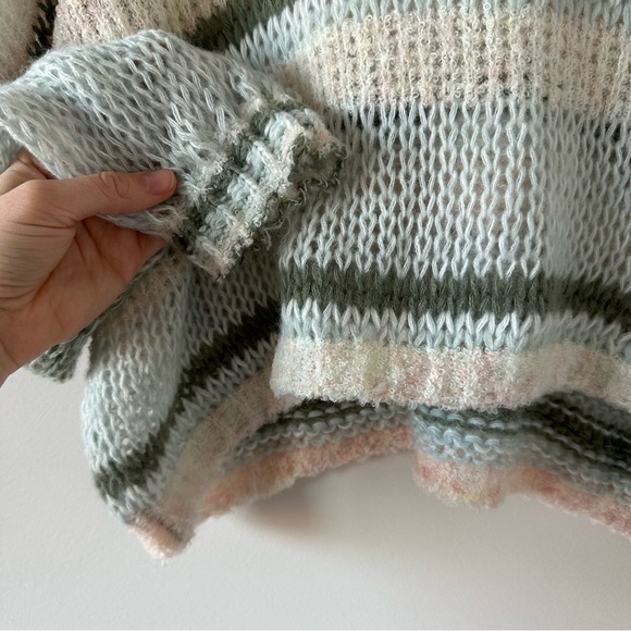 Altard State Christi Striped Pullover Blue Combo Medium Boxy Open Knit Light - Picture 6 of 9